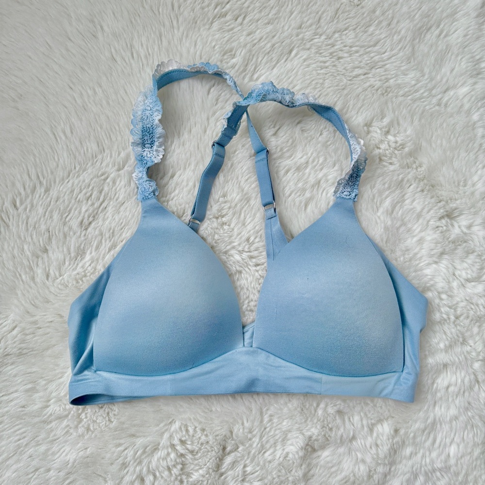 Aerie Blue Lace Trim Wireless Sunnie Bra